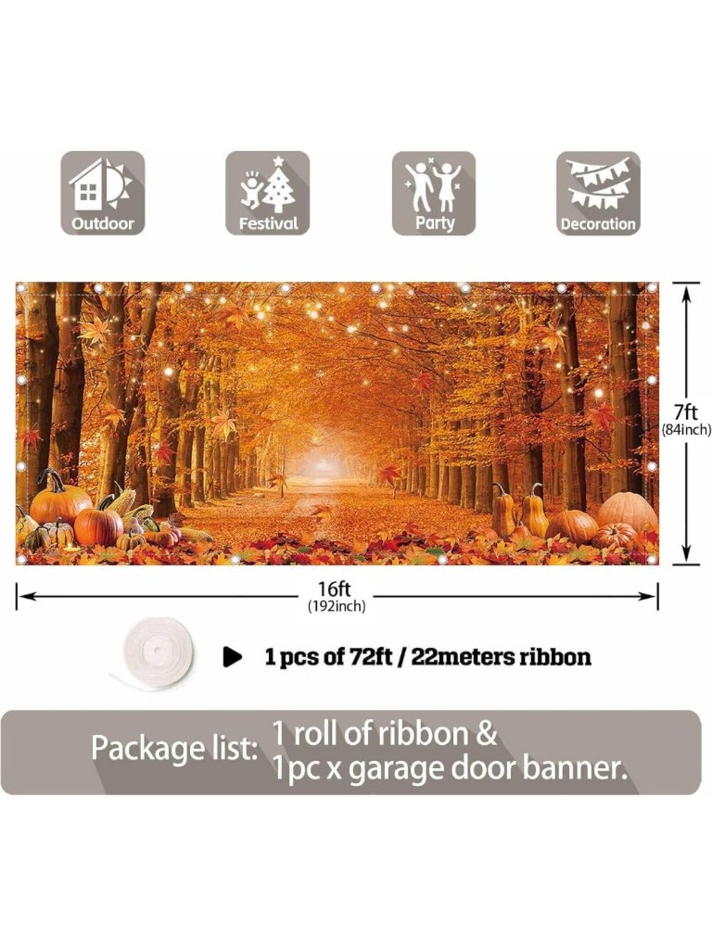 16x7ft Fall Thanksgiving Garage Door Banner - Festive Autumn Decor for Home - Picture 2 of 5